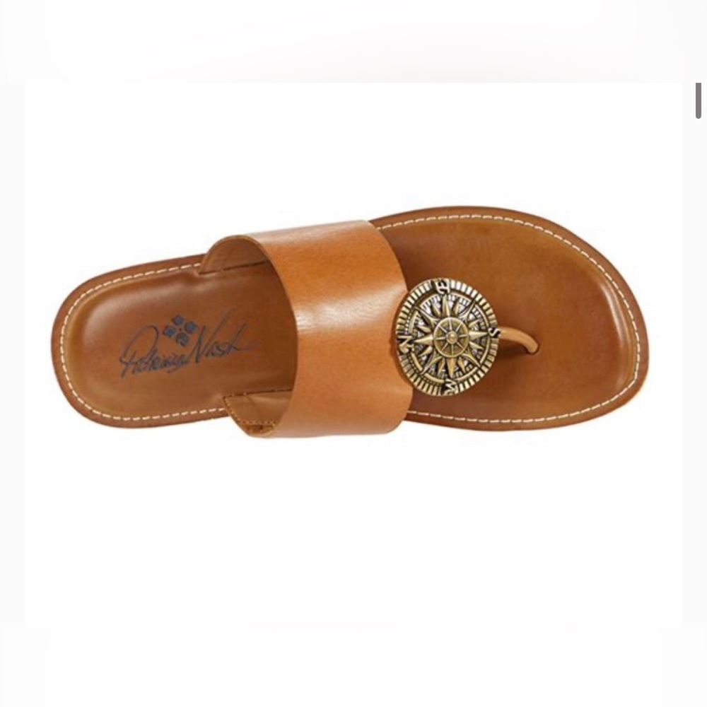 Patricia Nash Compass Nautical Tan Leather Sandals Size 7 NWOB
